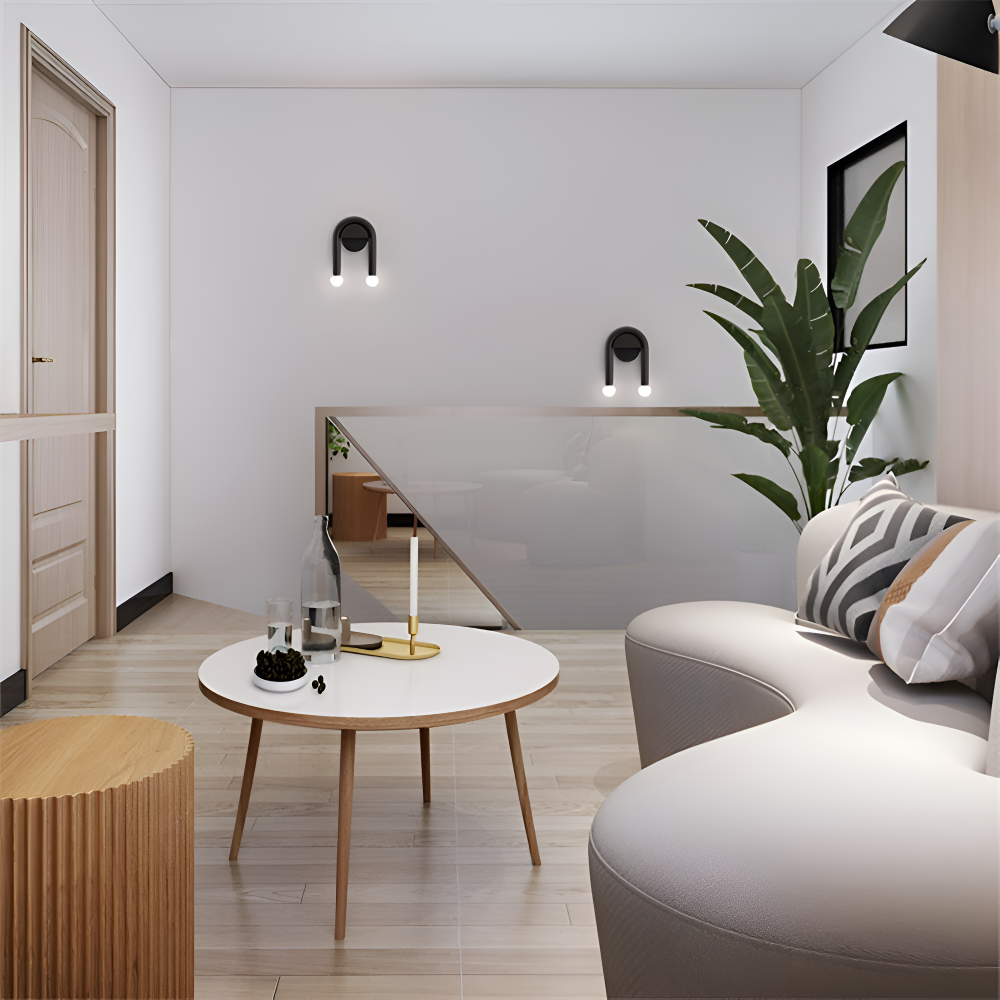 Modern dubbel LED-vägglampa – svart metallbåge accentlampa