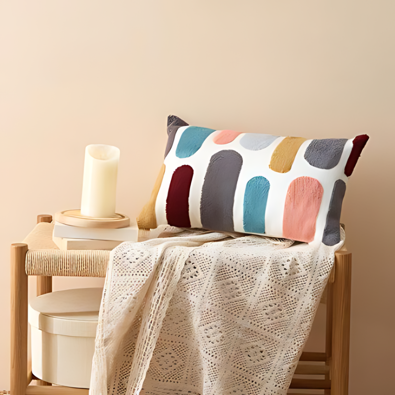 Broderade kuddar i bohemisk stil – Dekorativa kuddar med abstrakt mönster för vardagsrum och sovrum