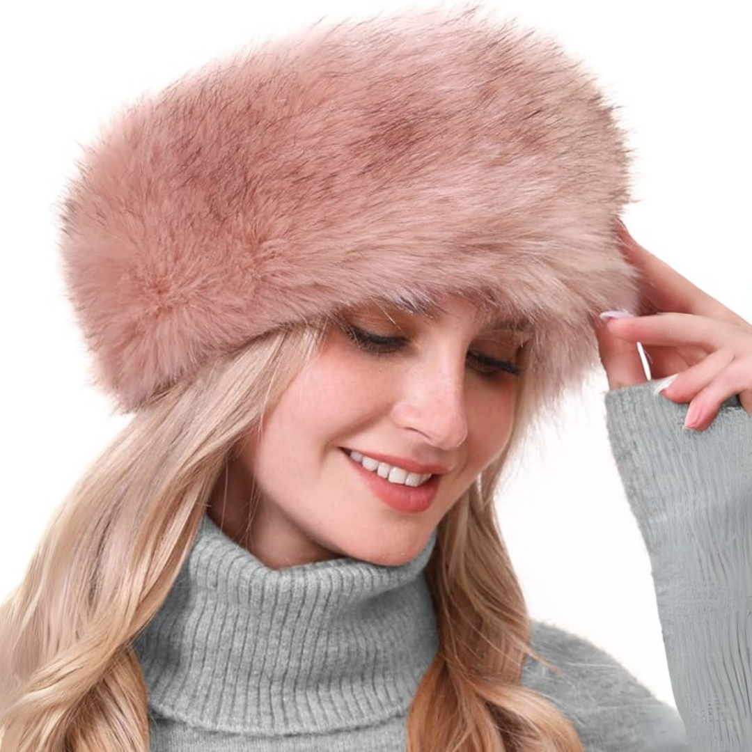 Plyschiga öronvärmare i fuskpäls – Elegant vinterpannband