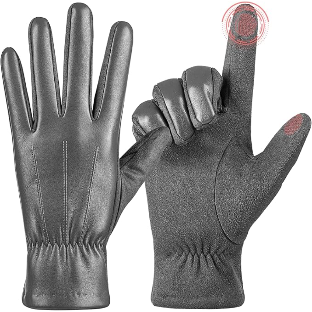 Vinterhandskar med pekskärm för män – mjuk mocka med varmt foder