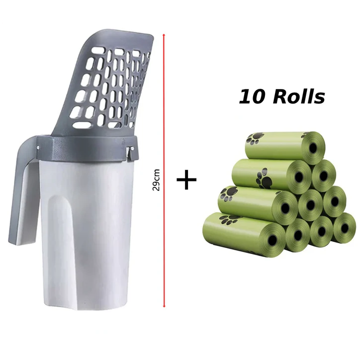 Jumbo kattsandskopa med bifogad avfallsbehållare - Hållbart och lättrengörligt rengöringsverktyg för husdjur