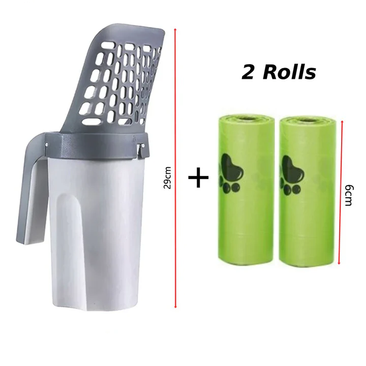 Jumbo kattsandskopa med bifogad avfallsbehållare - Hållbart och lättrengörligt rengöringsverktyg för husdjur