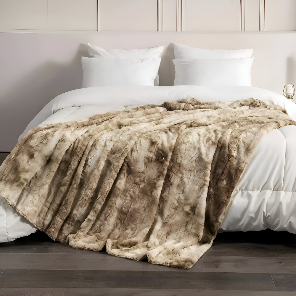 Vändbar pläd i tie-dye fleece – Ultramjuk och mysig filt