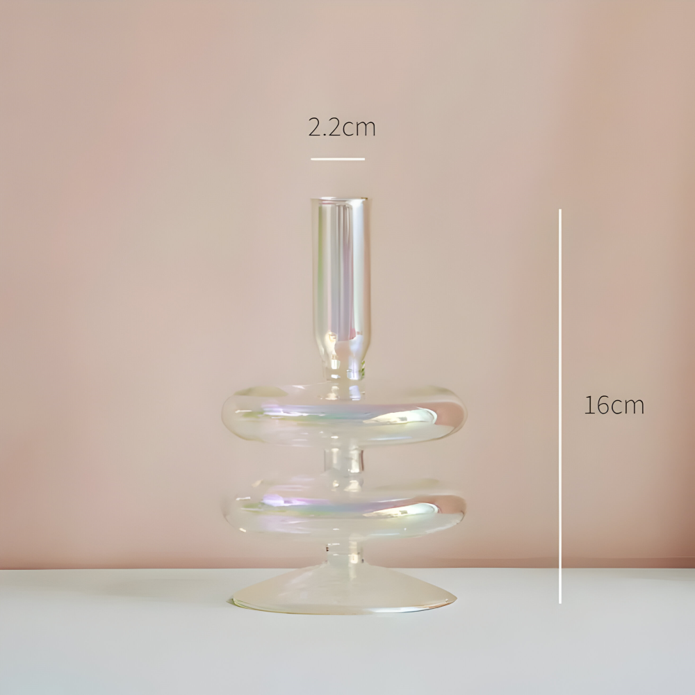 Handgjord ljusstake i målat glas – Färgglad heminredningsdekor