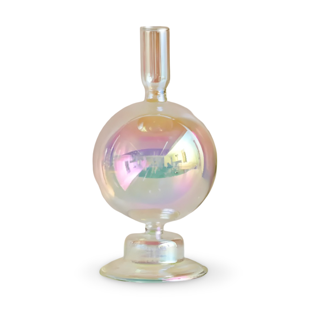 Handgjord ljusstake i målat glas – Färgglad heminredningsdekor