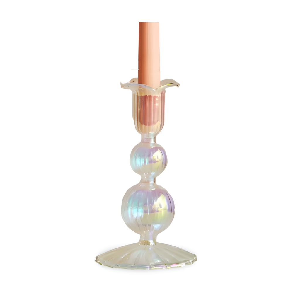 Handgjord ljusstake i målat glas – Färgglad heminredningsdekor