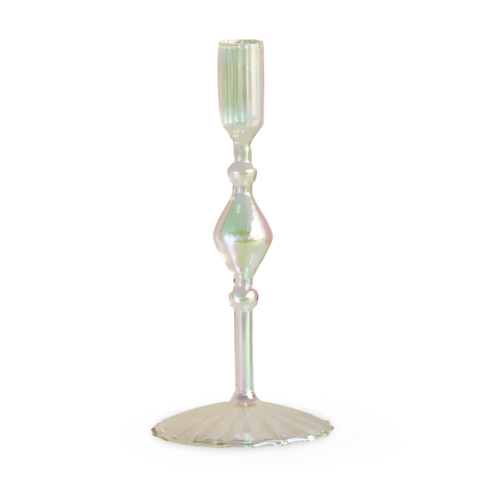 Handgjord ljusstake i målat glas – Färgglad heminredningsdekor