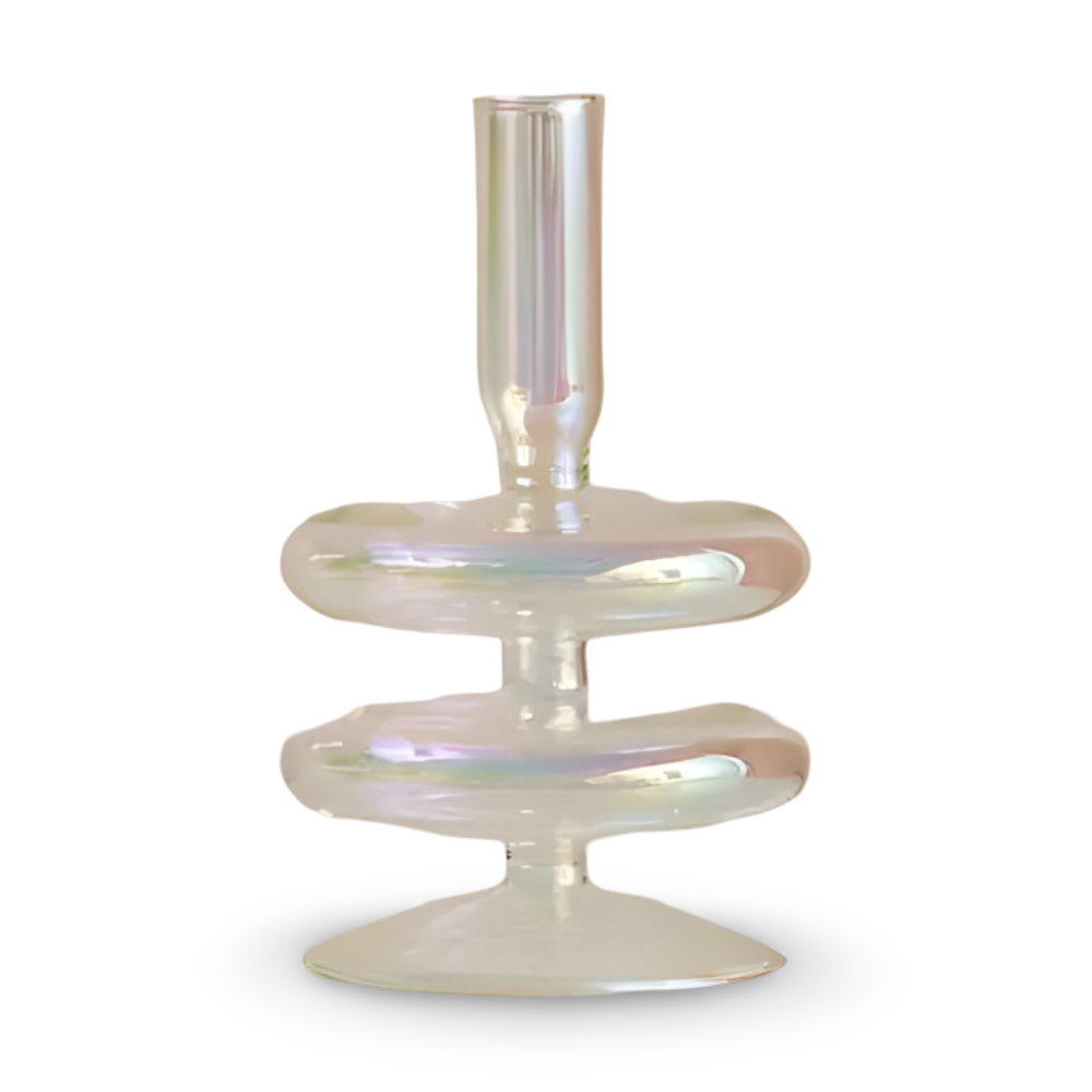 Handgjord ljusstake i målat glas – Färgglad heminredningsdekor