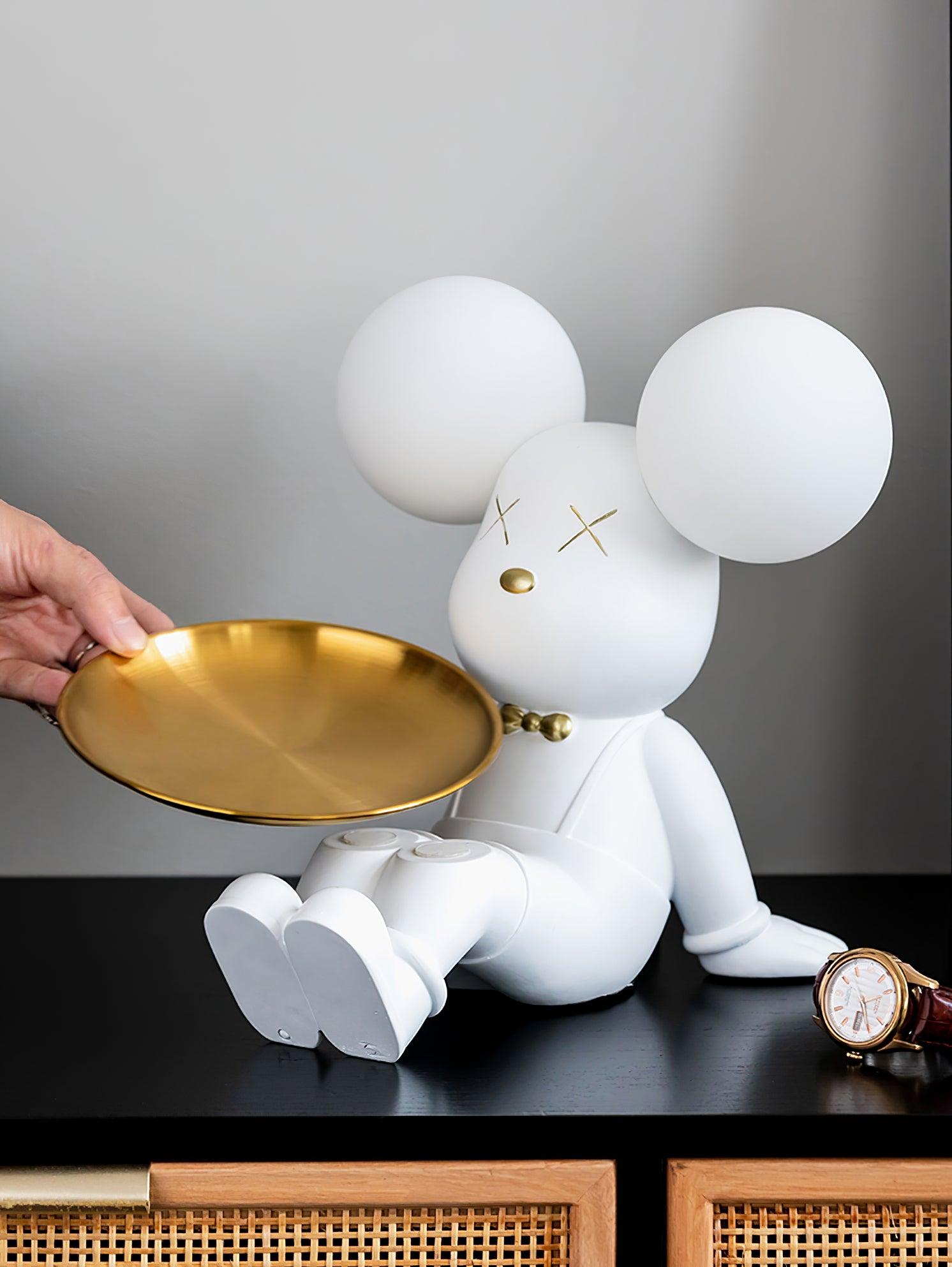 Skrivbordslampa med integrerad bricka – Snygg skulptural bordslampa