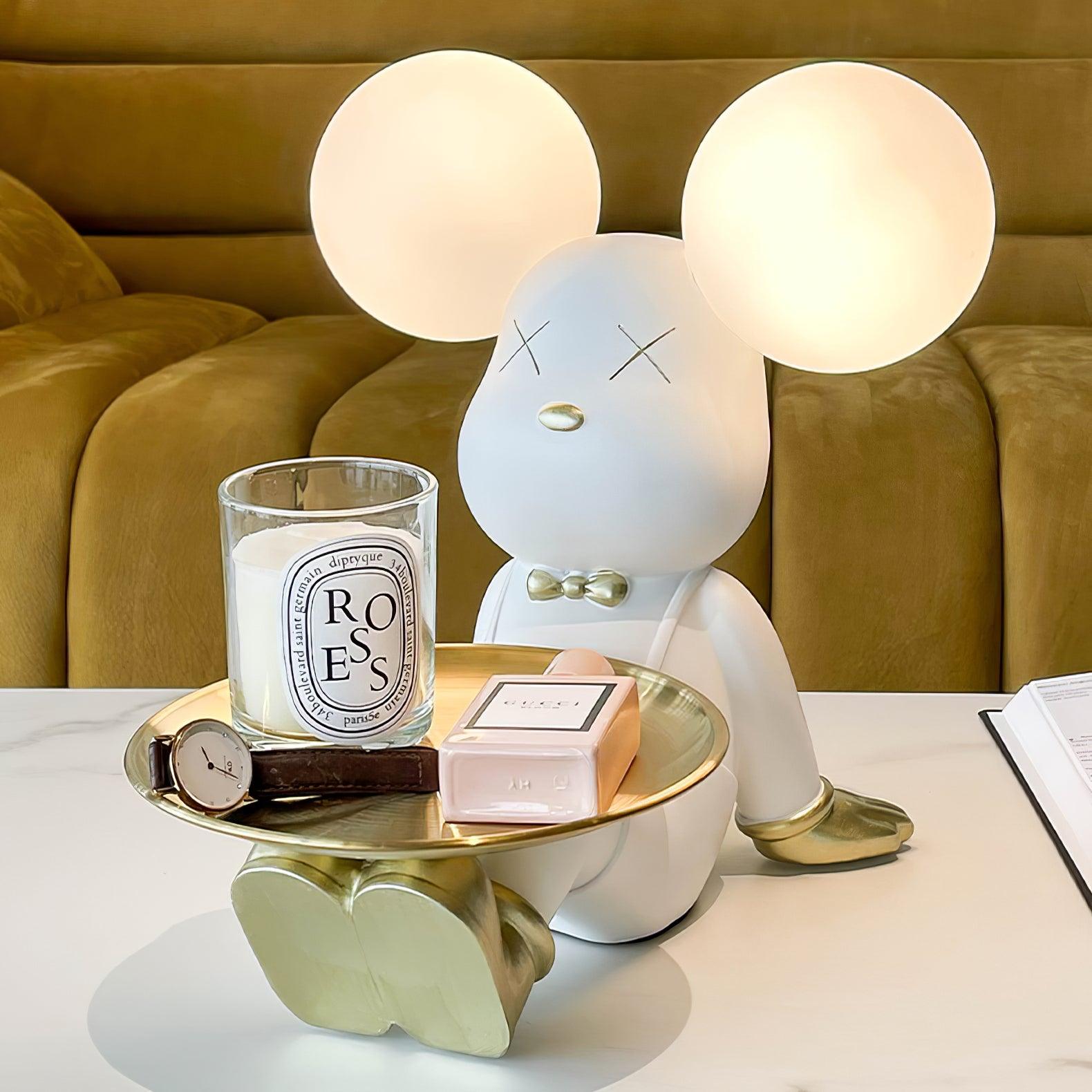 Skrivbordslampa med integrerad bricka – Snygg skulptural bordslampa