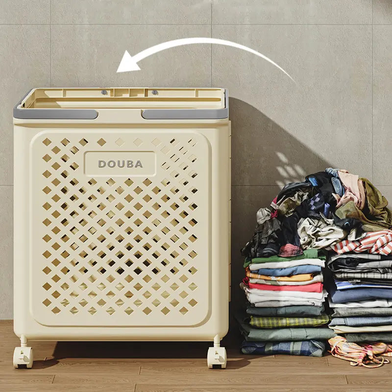 Hopfällbar tvättkorg — Rymlig hjulkorg för enkel transport