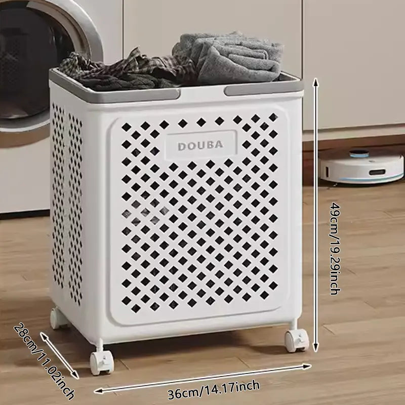 Hopfällbar tvättkorg — Rymlig hjulkorg för enkel transport