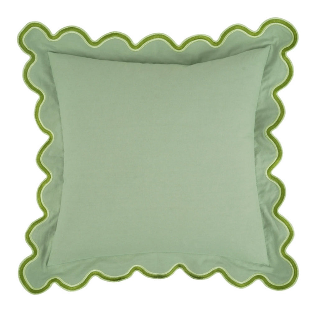 Örngott i bomull med vågig kant - Modernt dekorativt kuddfodral