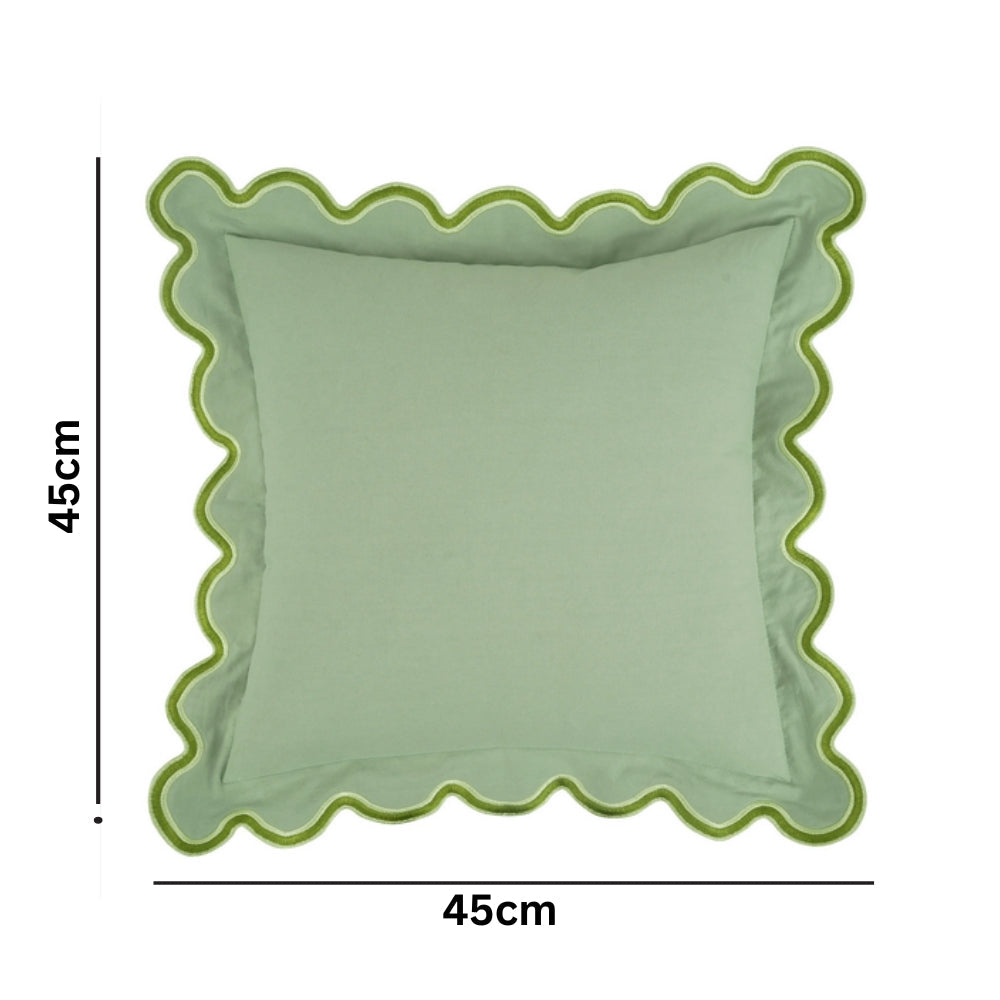 Örngott i bomull med vågig kant - Modernt dekorativt kuddfodral