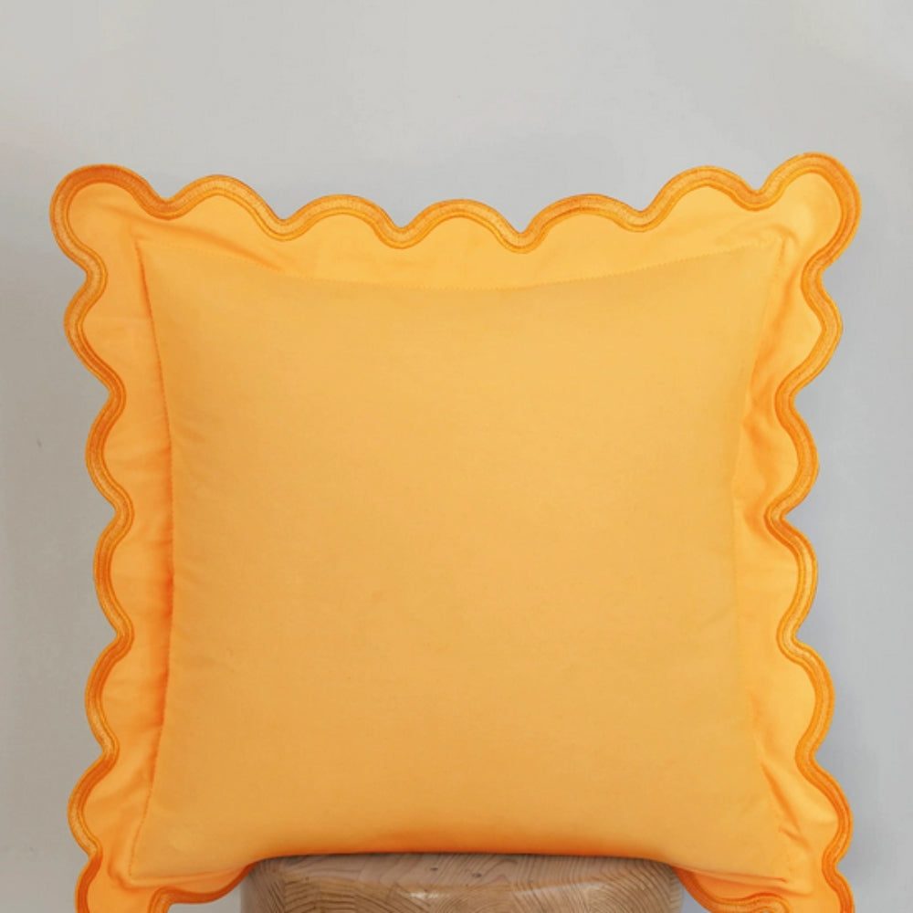 Örngott i bomull med vågig kant - Modernt dekorativt kuddfodral