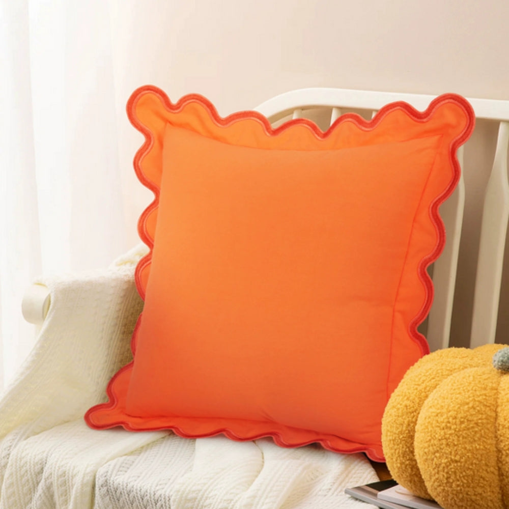 Örngott i bomull med vågig kant - Modernt dekorativt kuddfodral