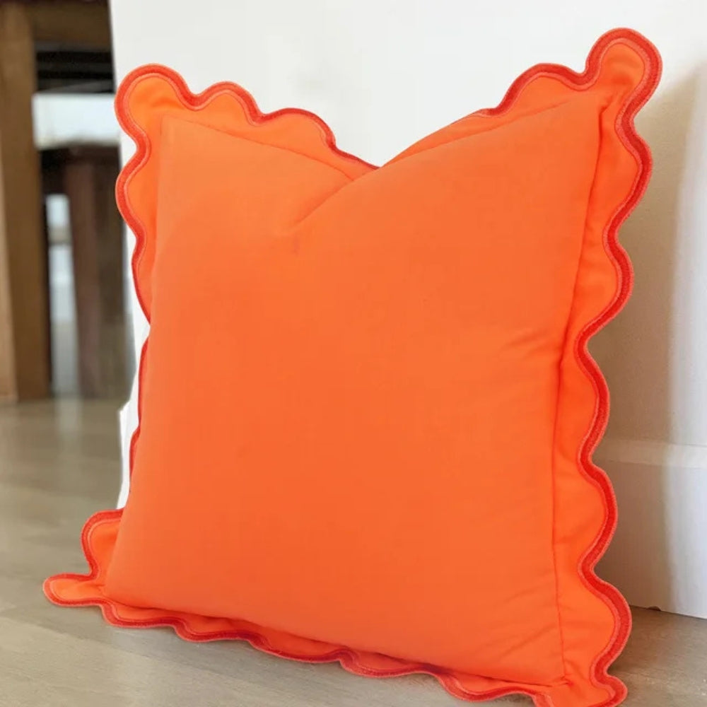 Örngott i bomull med vågig kant - Modernt dekorativt kuddfodral