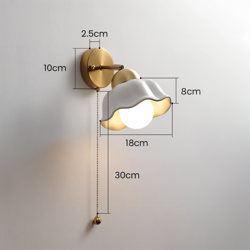 Vintage blommig vägglampa – Elegant vit LED-armatur