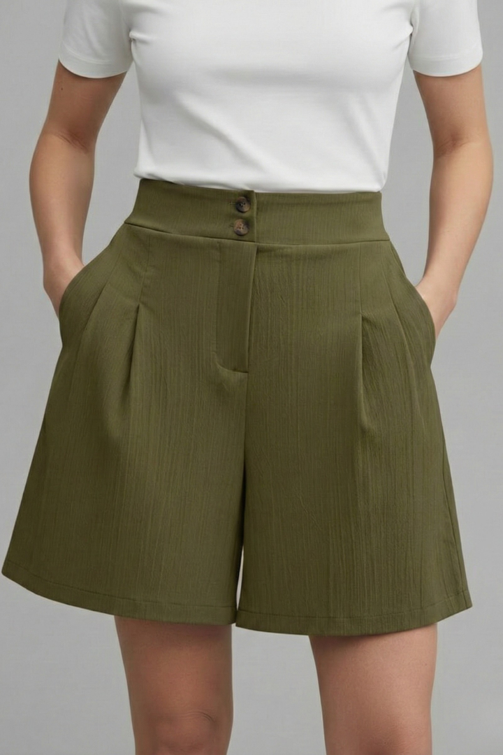 Damshorts med hög midja och utsvängda snitt – Raffinerad komfort för varmt väder