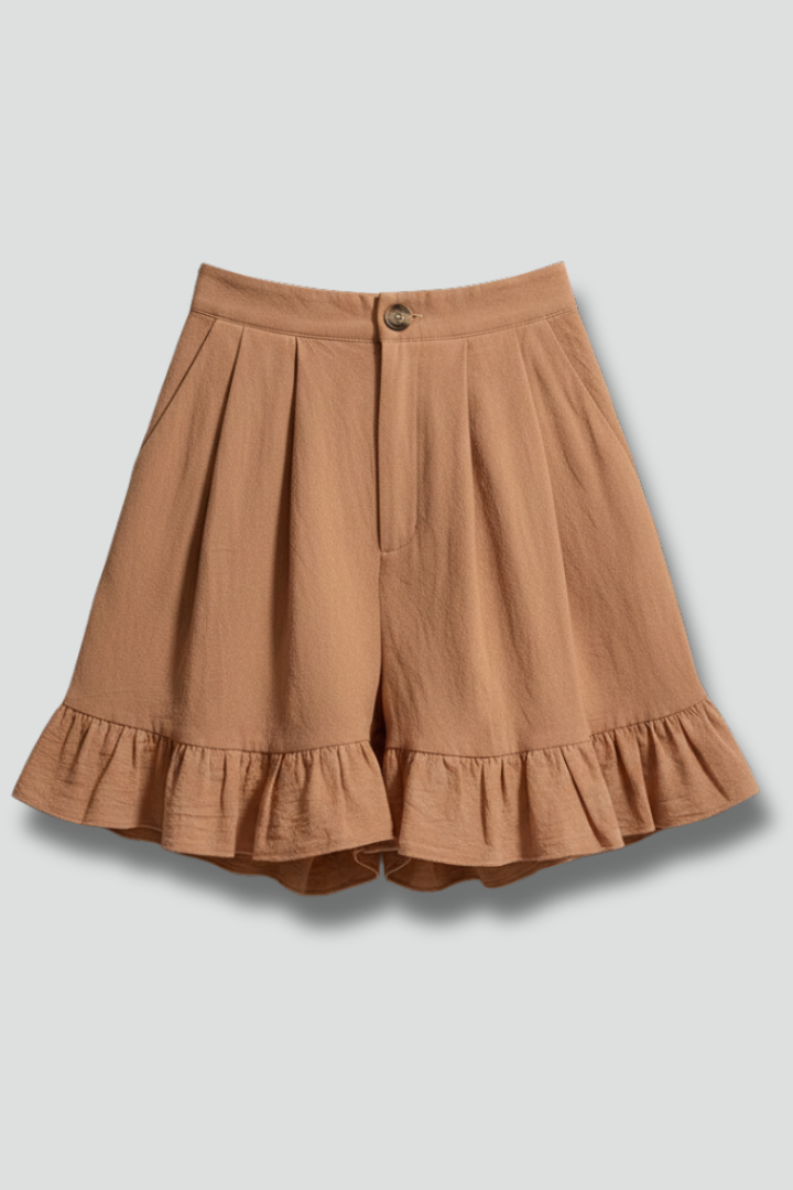 Damshorts med hög midja och volangkant – Böljande och avslappnad sommarmode