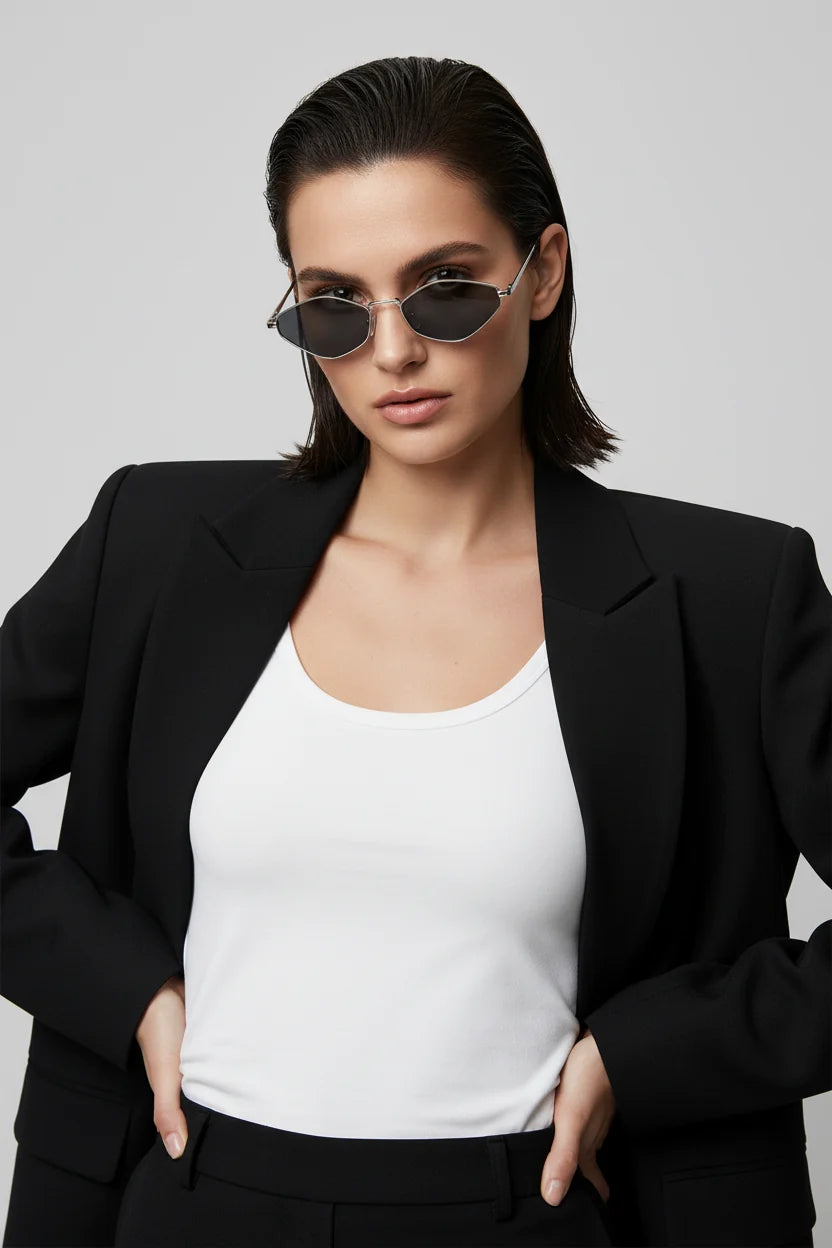 Dam vintage cat eye-solglasögon – smala ovala modeglasögon