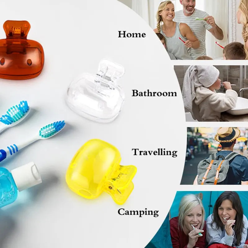 Tandborsteskydd med klämmskydd och resefodral – Hygieniska dammskydd (set om 4)