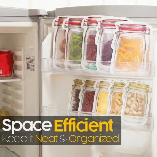 Återanvändbara Ziplock-förvaringspåsar - Snygga läckagesäkra matorganiseringspåsar