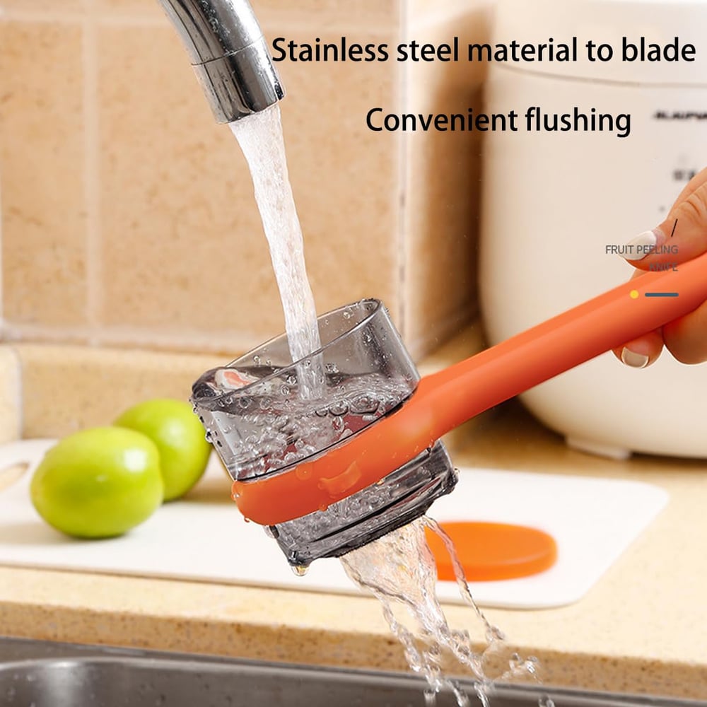 Ergonomisk 2-i-1-skalare med integrerad avfallsuppsamlare — Ett kladdfritt köksnödvändigt