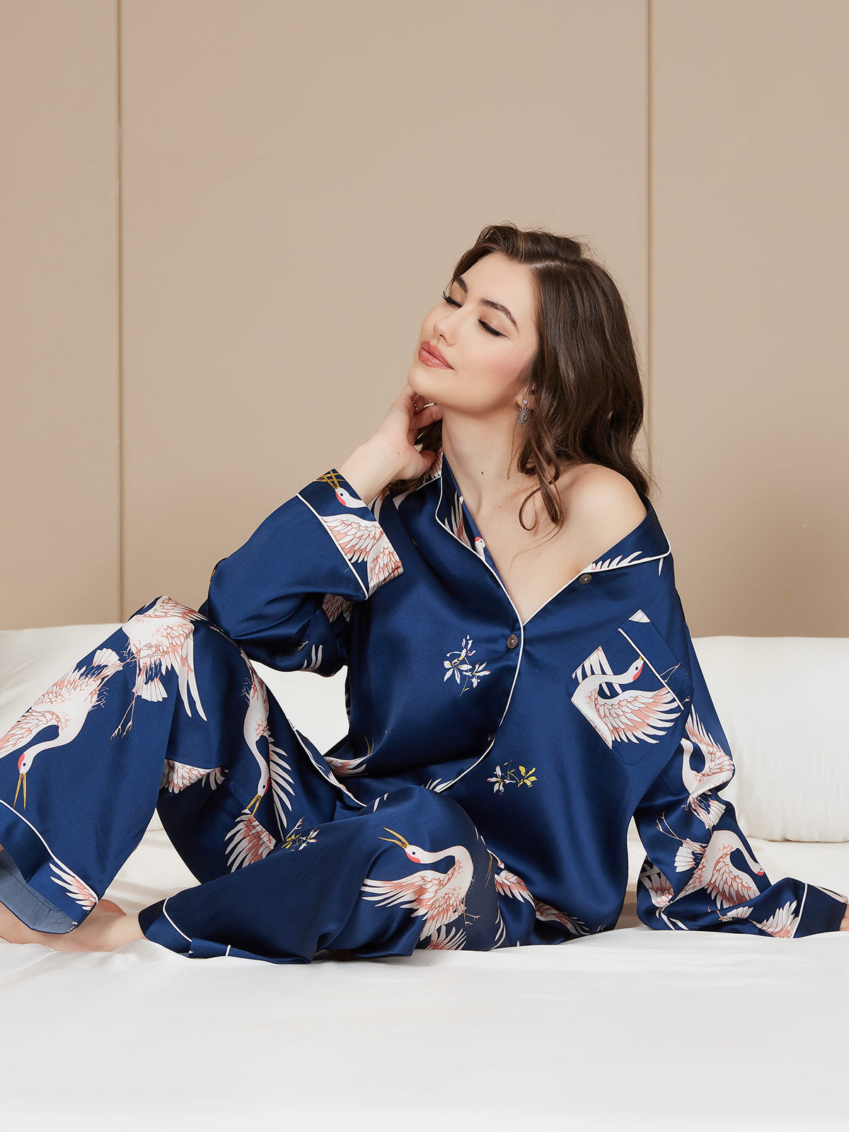 Mariska - Luxe Zijden Pyjama Set met Print