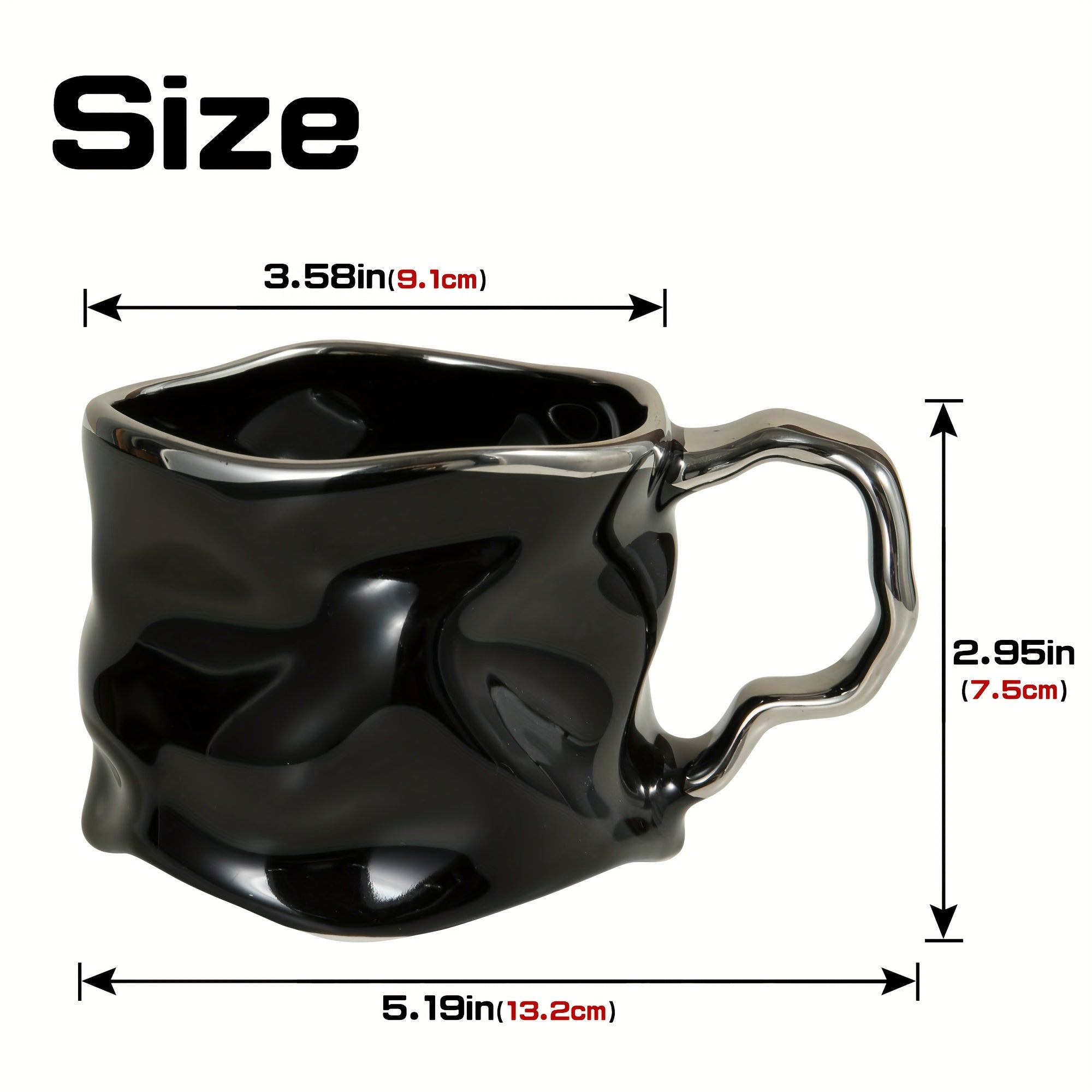 Handgefertigte Kaffeetasse aus gedrehter Keramik – Künstlerische Knitterstruktur mit Henkel