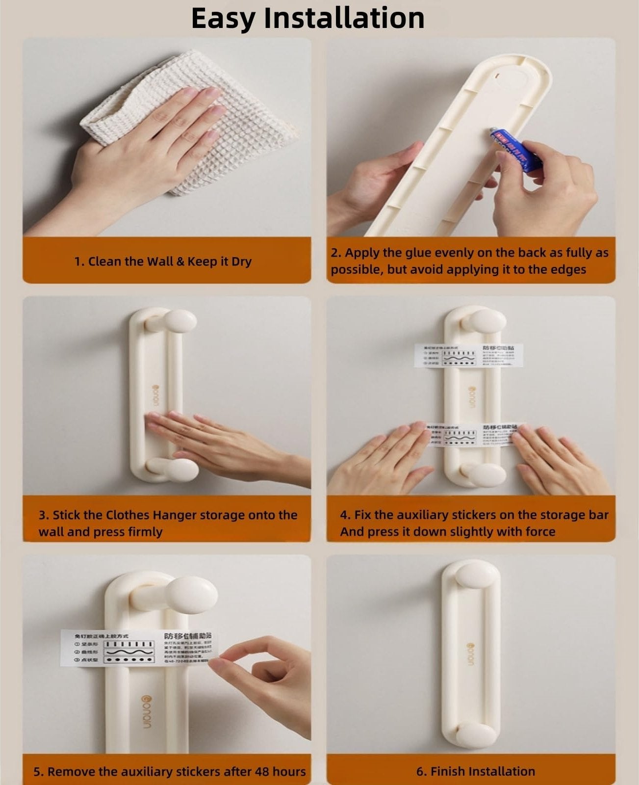 Justerbar vägghylla med dubbla lager – Platsbesparande klädorganisatör