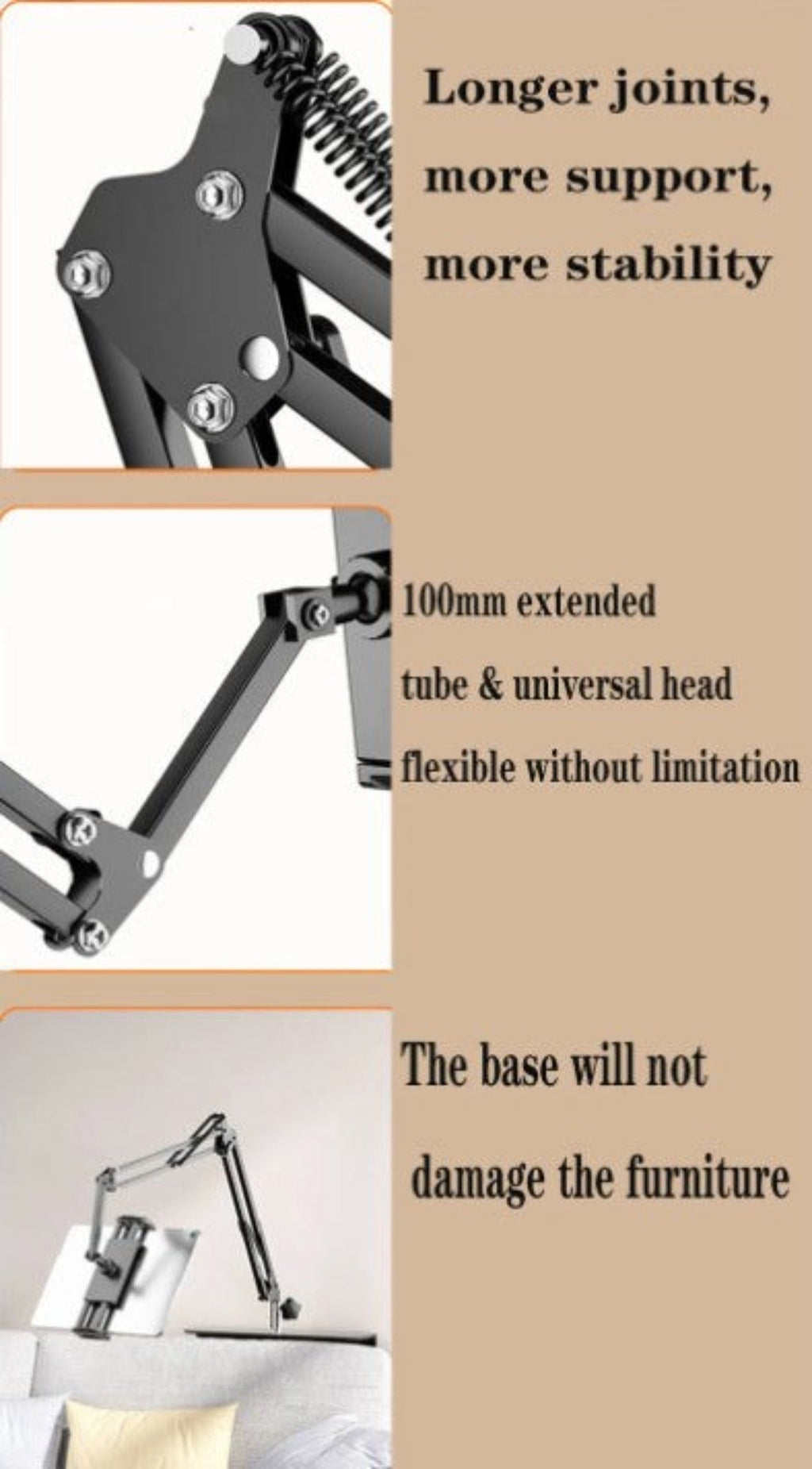 Flexibelt 360° telefon- och surfplatteställ - Justerbar roterande hållare för skrivbord, säng och handsfree-användning