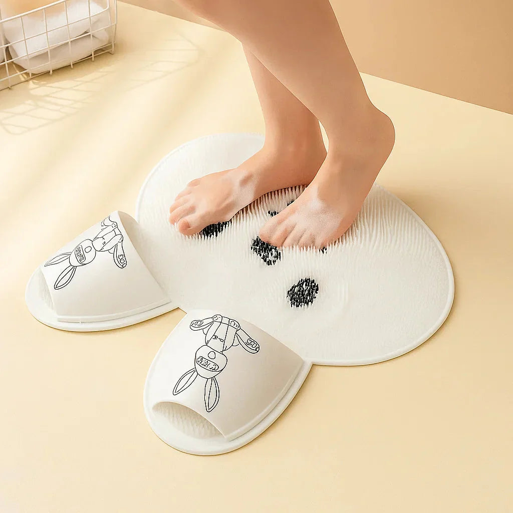 Silikonbadrumsmatta för kaniner med inbyggd massage och skonsam fotskrubb — Halkfri komfort