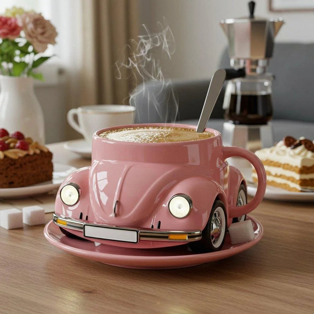 3D-kaffemugg med bilmotiv - Nyhet i keramik för te och kaffe för bilälskare
