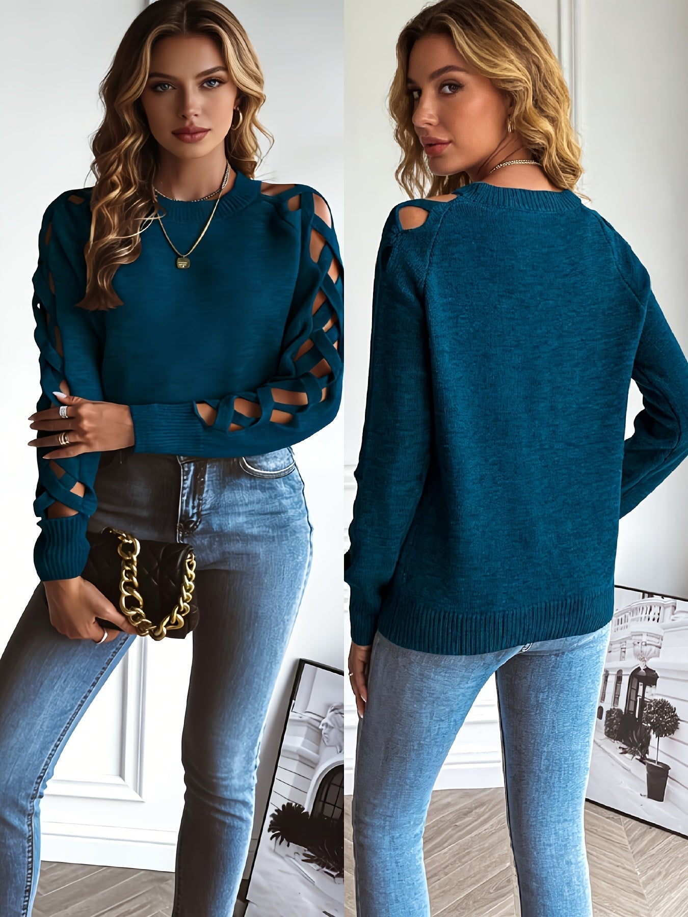 Långärmad kontorströja för kvinnor