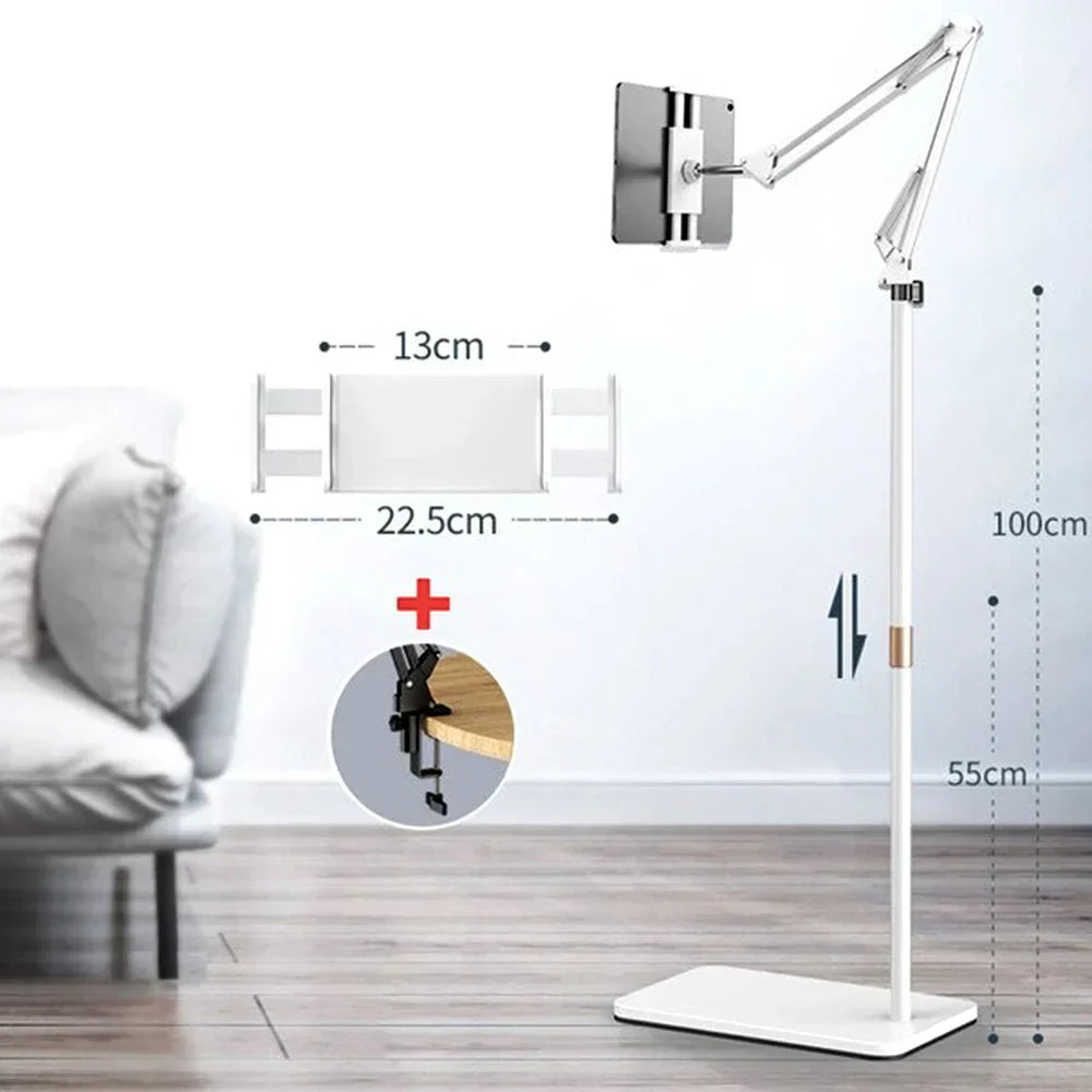 Universellt 360° justerbart golvstativ för surfplatta – hopfällbart och roterande hållare