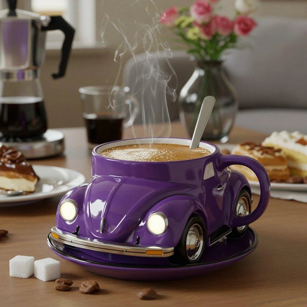 3D-kaffemugg med bilmotiv - Nyhet i keramik för te och kaffe för bilälskare