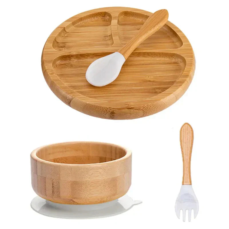 Halkfri måltidsset - Sugplatta och bestick för spädbarn och småbarn