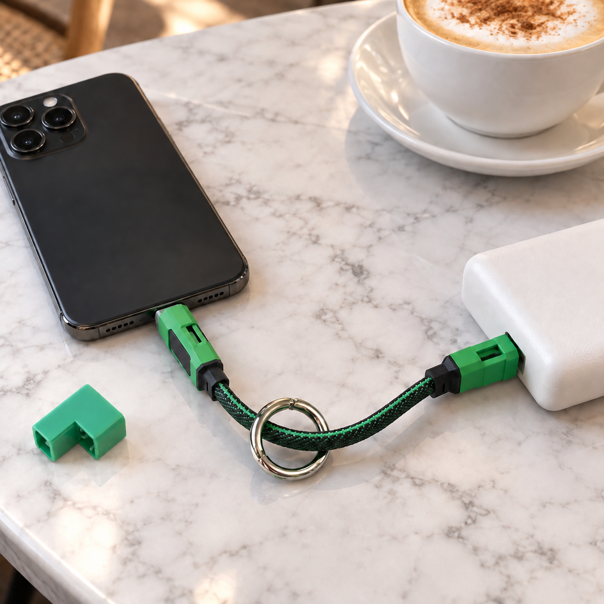 Kort laddkabel för nyckelring – bärbart mobiltillbehör med flera kontakter