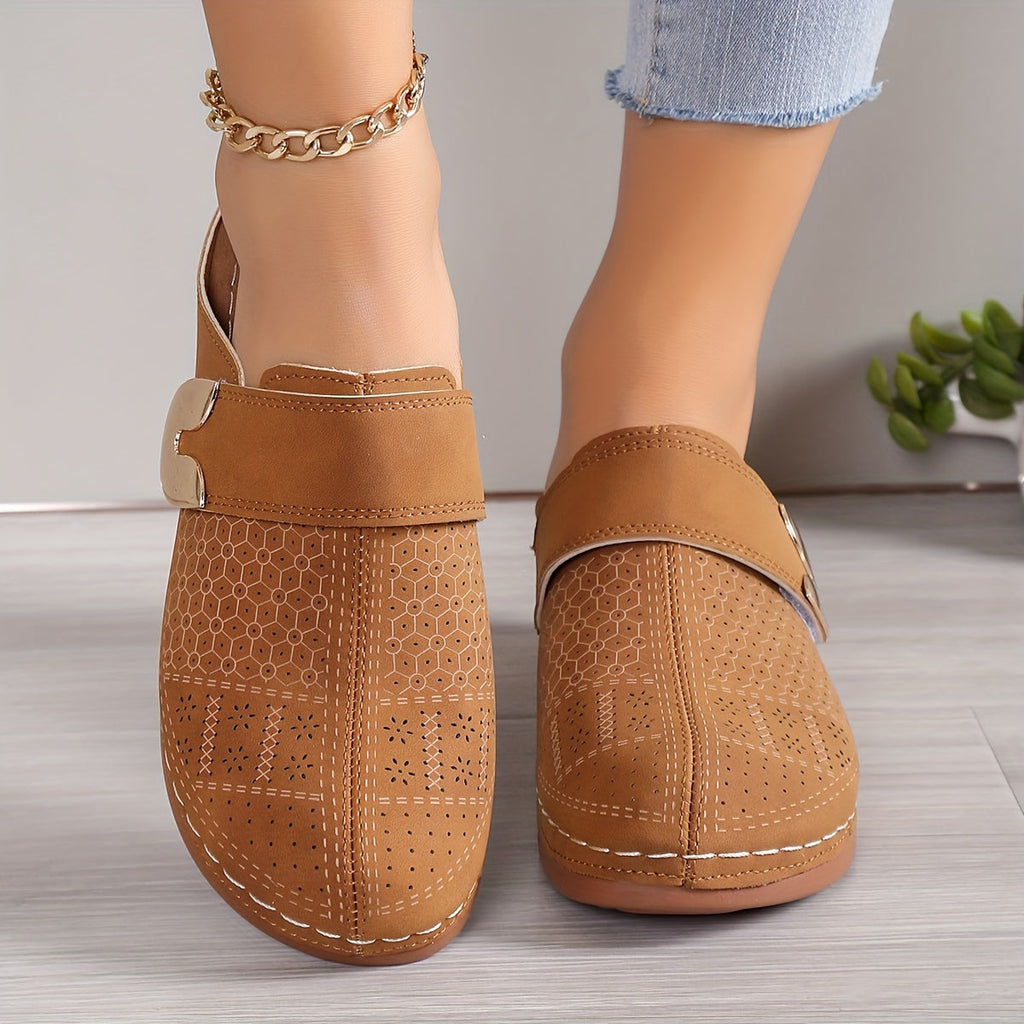 Rundtåiga slip-on-träskor för kvinnor