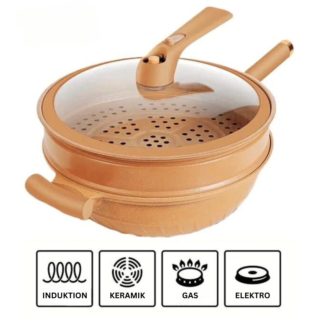 Mångsidig wokpanna med non-stick-beläggning – Premium multifunktionella kokkärl