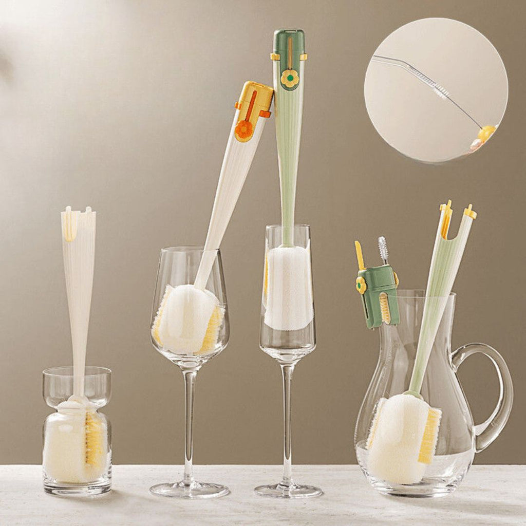 5-i-1-set med rengöringsborstar för flaskor – Multifunktionell rengöring för vattenflaskor, nappflaskor och smala halsar