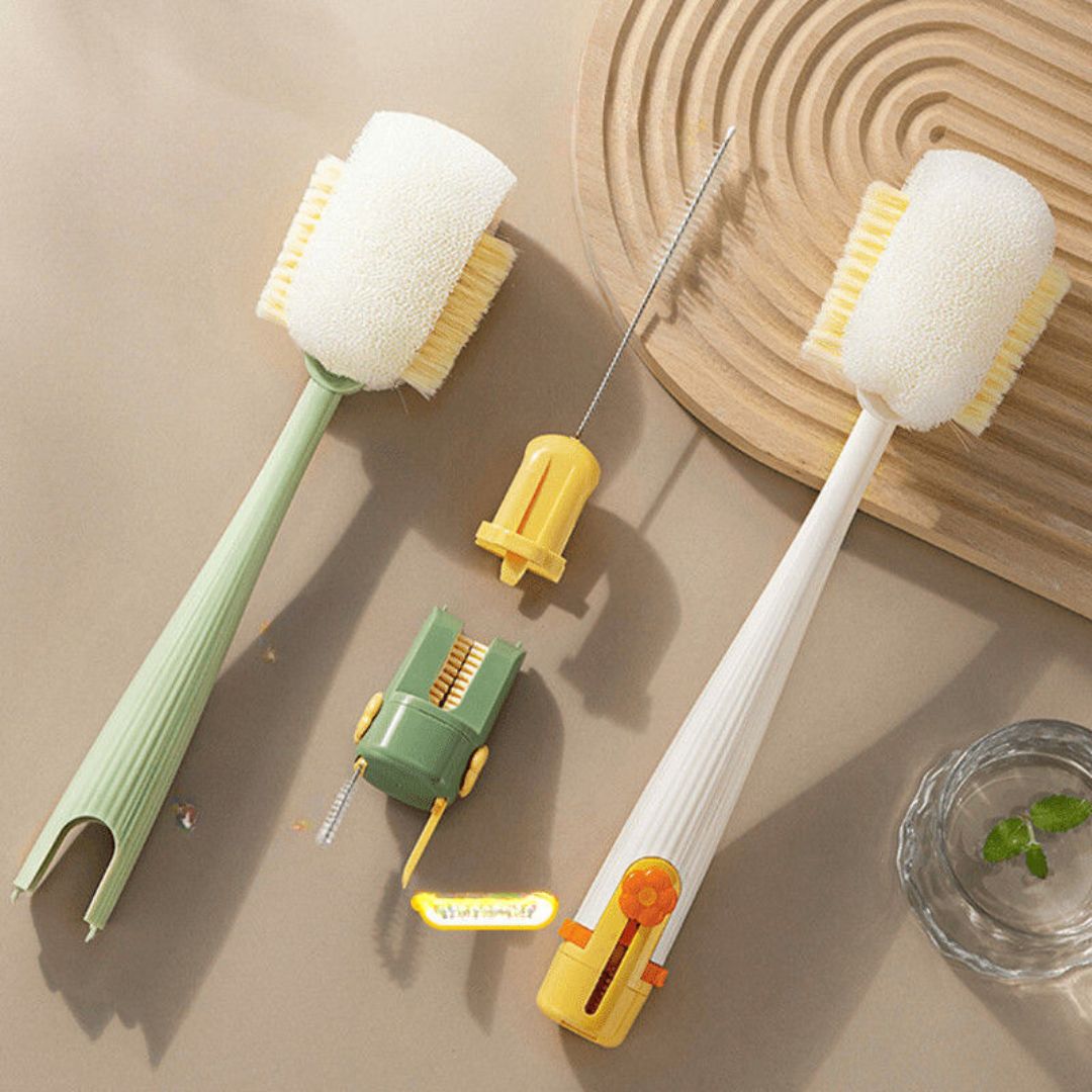 5-i-1-set med rengöringsborstar för flaskor – Multifunktionell rengöring för vattenflaskor, nappflaskor och smala halsar