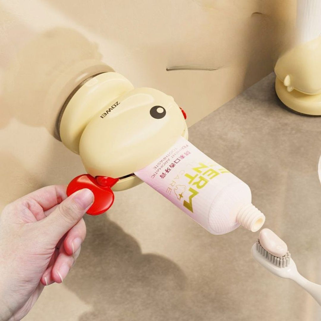 Tandkrämsdispenser och tubpress – Kladdfri badrumsorganisatör