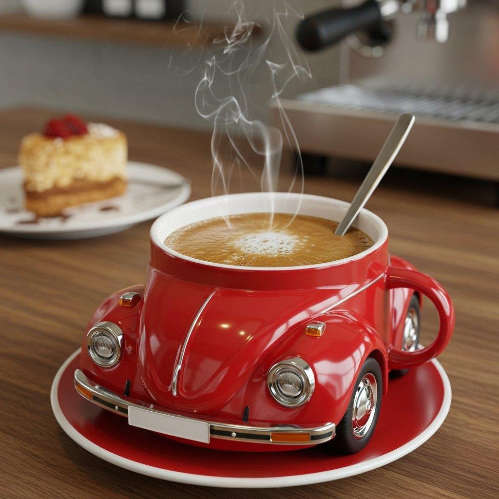 3D-kaffemugg med bilmotiv - Nyhet i keramik för te och kaffe för bilälskare