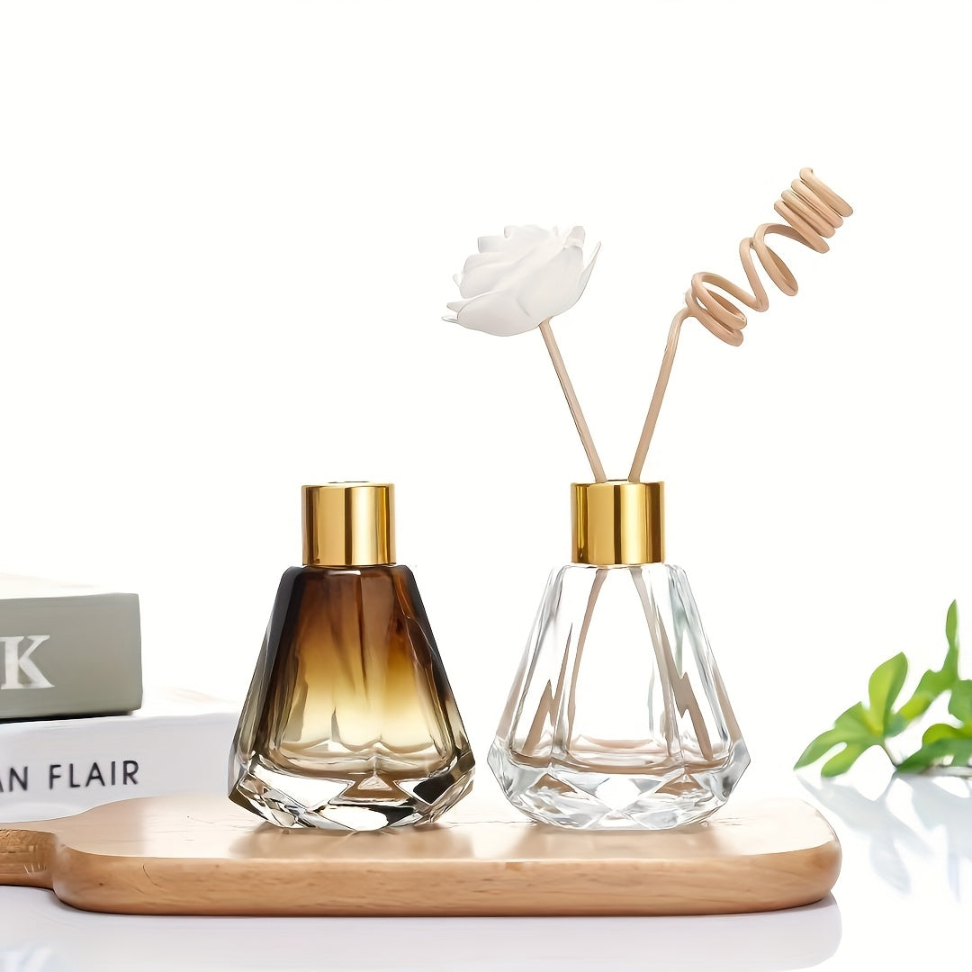 Set med 2 eleganta glasflaskor för eteriska oljor – 60 ml fyrkantiga arombehållare