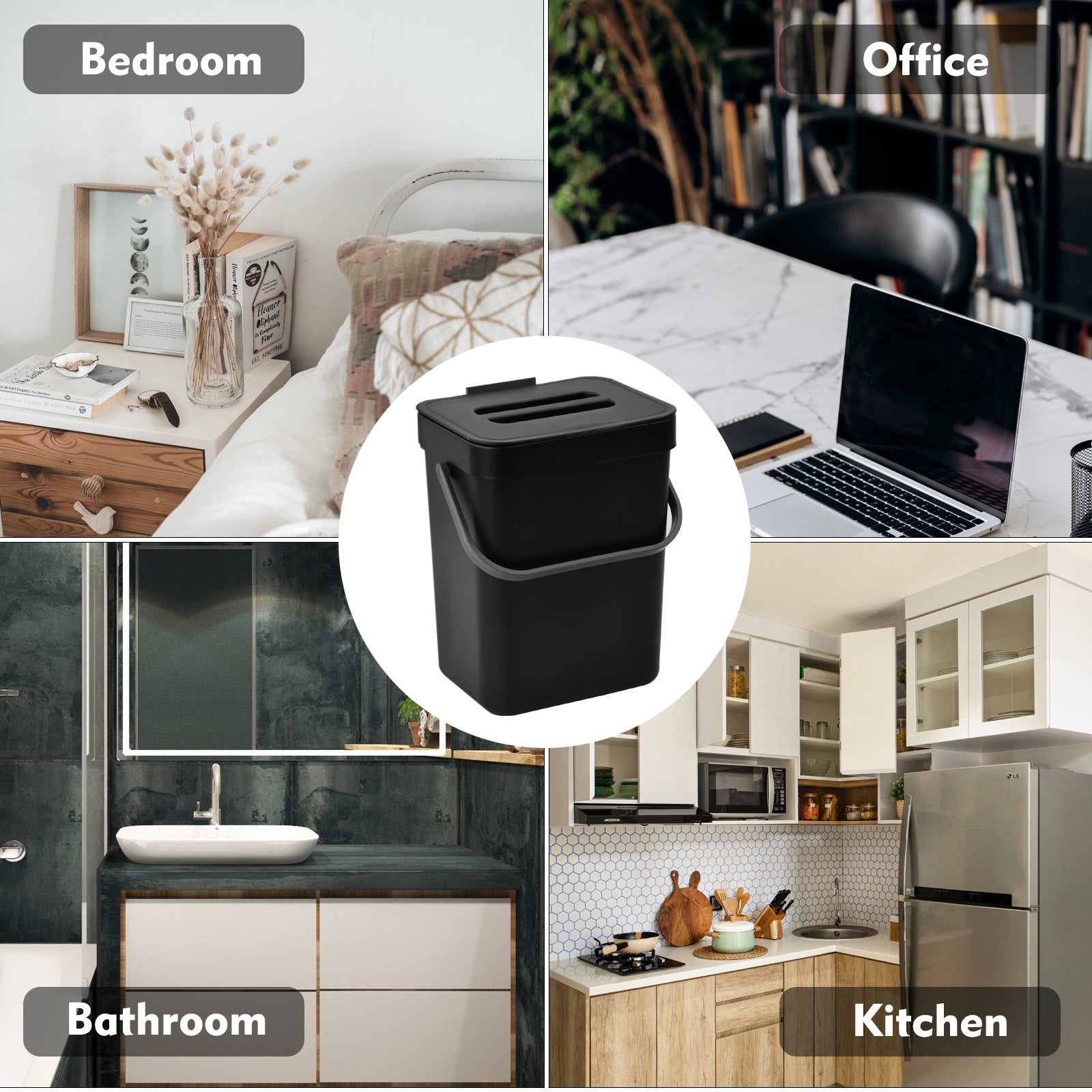 Platsbesparande kökskompostbehållare – Luktfri bänkskiva och hängande matavfallsbehållare