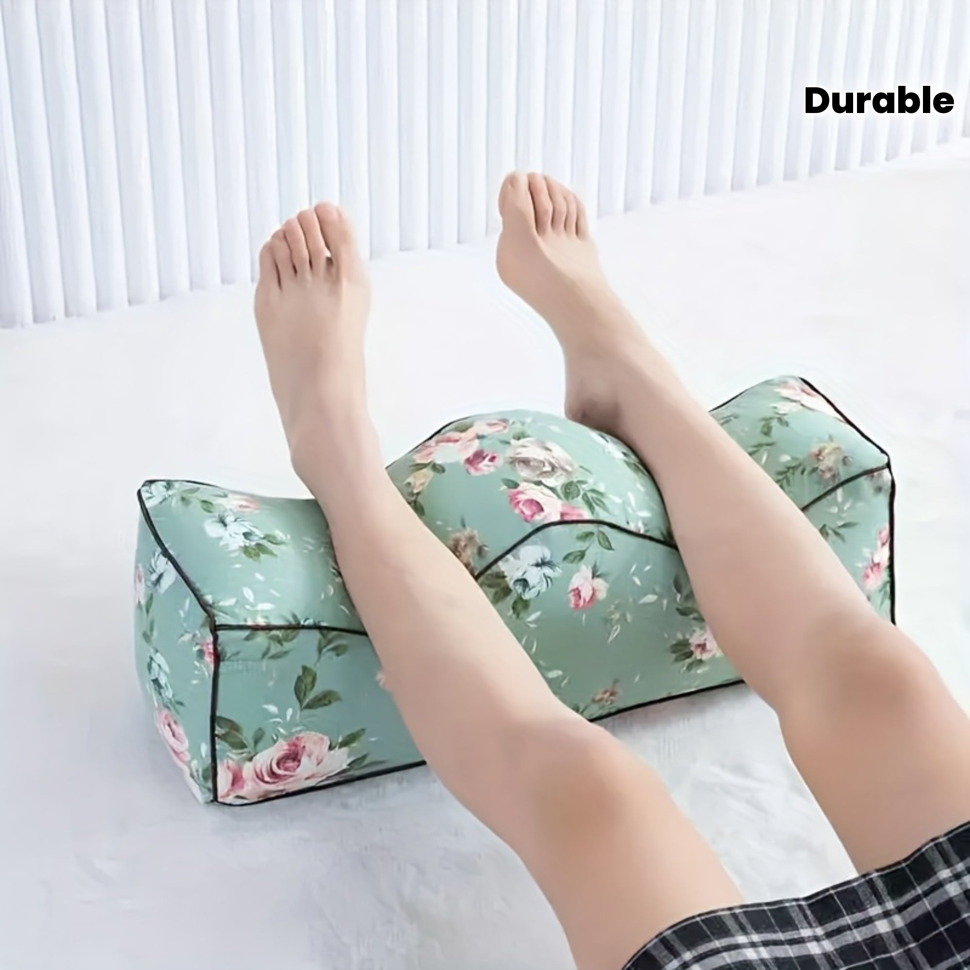 Dekorativ grå blommig benkudde - Upphöjd kudde för komfort och avkoppling