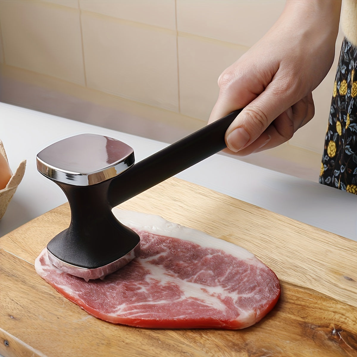 Köttmörningshammare i rostfritt stål – Dubbelsidig köksstötare för saftiga och smakrika köttbitar