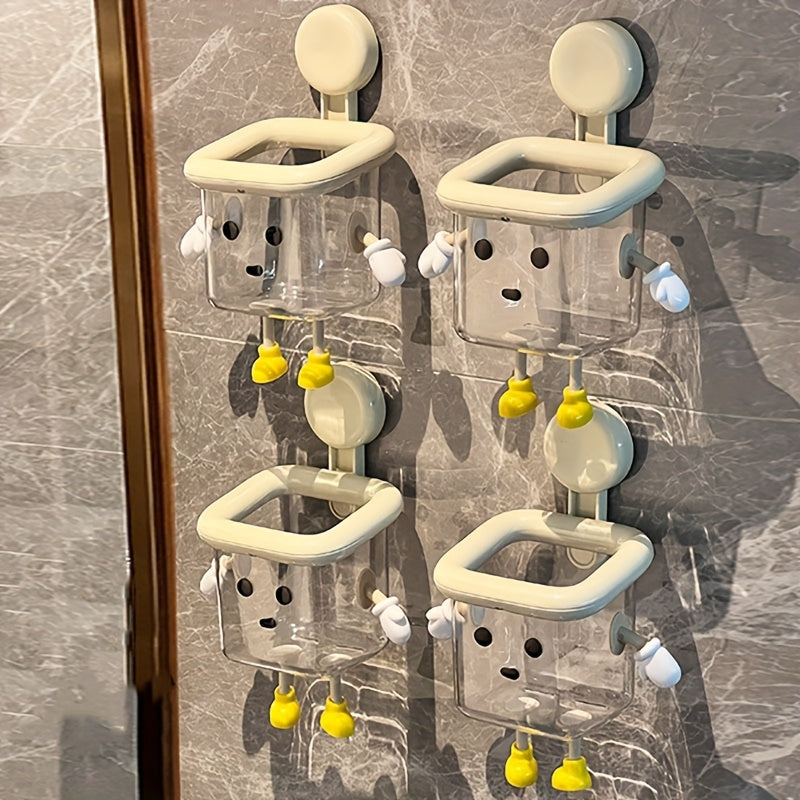 Sugkoppshållare för badrumstandborste – Väggmonterad hållare, ingen borrning behövs